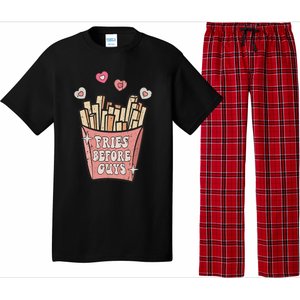 Fries Before Guys Foodie Lover Valentine Cartoon Graphic Pajama Set