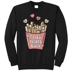 Fries Before Guys Foodie Lover Valentine Cartoon Graphic Tall Sweatshirt