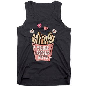 Fries Before Guys Foodie Lover Valentine Cartoon Graphic Tank Top