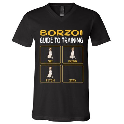 Funny Borzoi Guide To Training Dog Obedience V-Neck T-Shirt