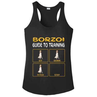 Funny Borzoi Guide To Training Dog Obedience Ladies PosiCharge Competitor Racerback Tank