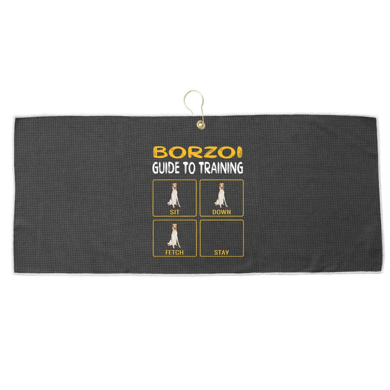 Funny Borzoi Guide To Training Dog Obedience Large Microfiber Waffle Golf Towel