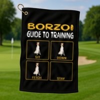 Funny Borzoi Guide To Training Dog Obedience Golf Towel