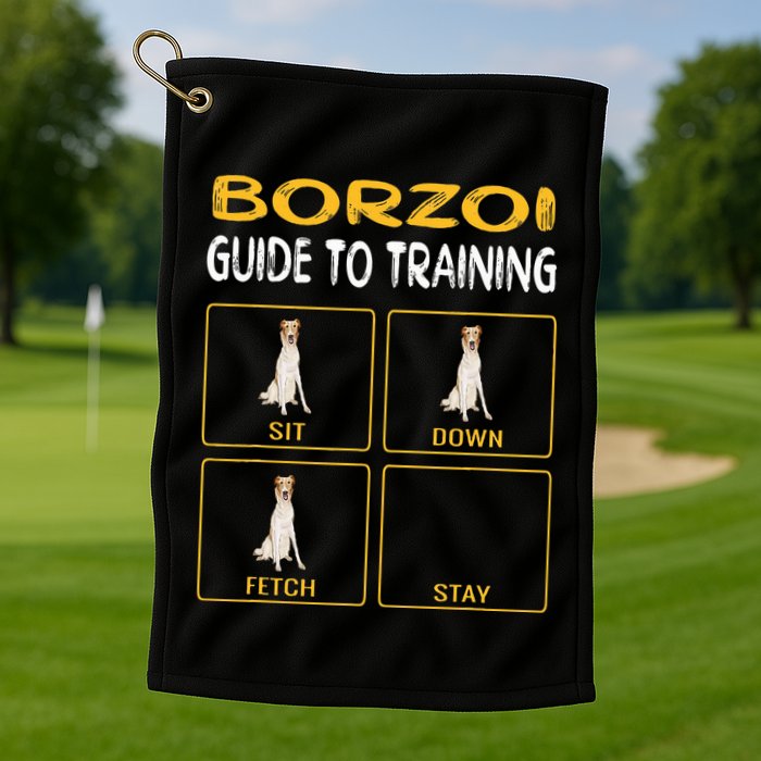 Funny Borzoi Guide To Training Dog Obedience Golf Towel