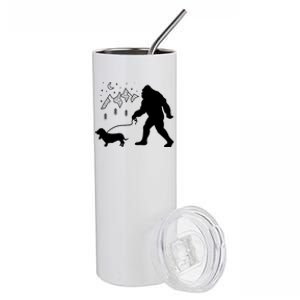 Funny Big Giant Foot Walking With A Cool Dog Great Gift Stainless Steel Tumbler