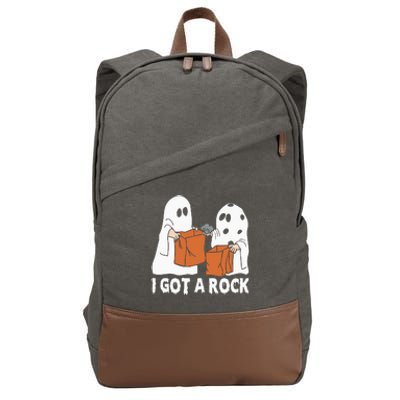 Funny Boo Ghost Scary I Got A Rock Halloween Cotton Canvas Backpack