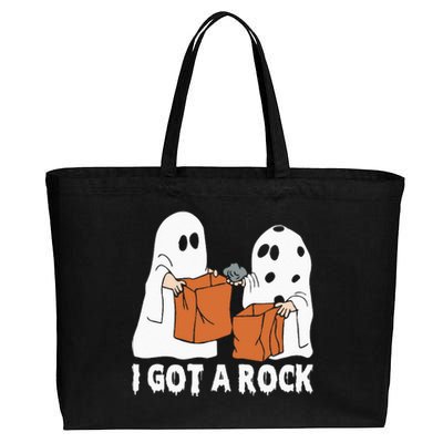 Funny Boo Ghost Scary I Got A Rock Halloween Cotton Canvas Jumbo Tote