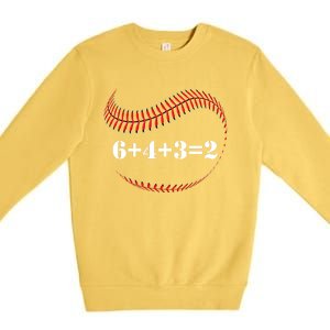 Funny Baseball Gift 6+4+3 2 Baseball Double Play Gift Premium Crewneck Sweatshirt