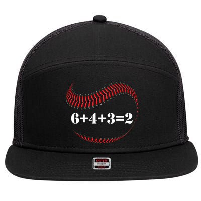 Funny Baseball Gift 6+4+3 2 Baseball Double Play Gift 7 Panel Mesh Trucker Snapback Hat