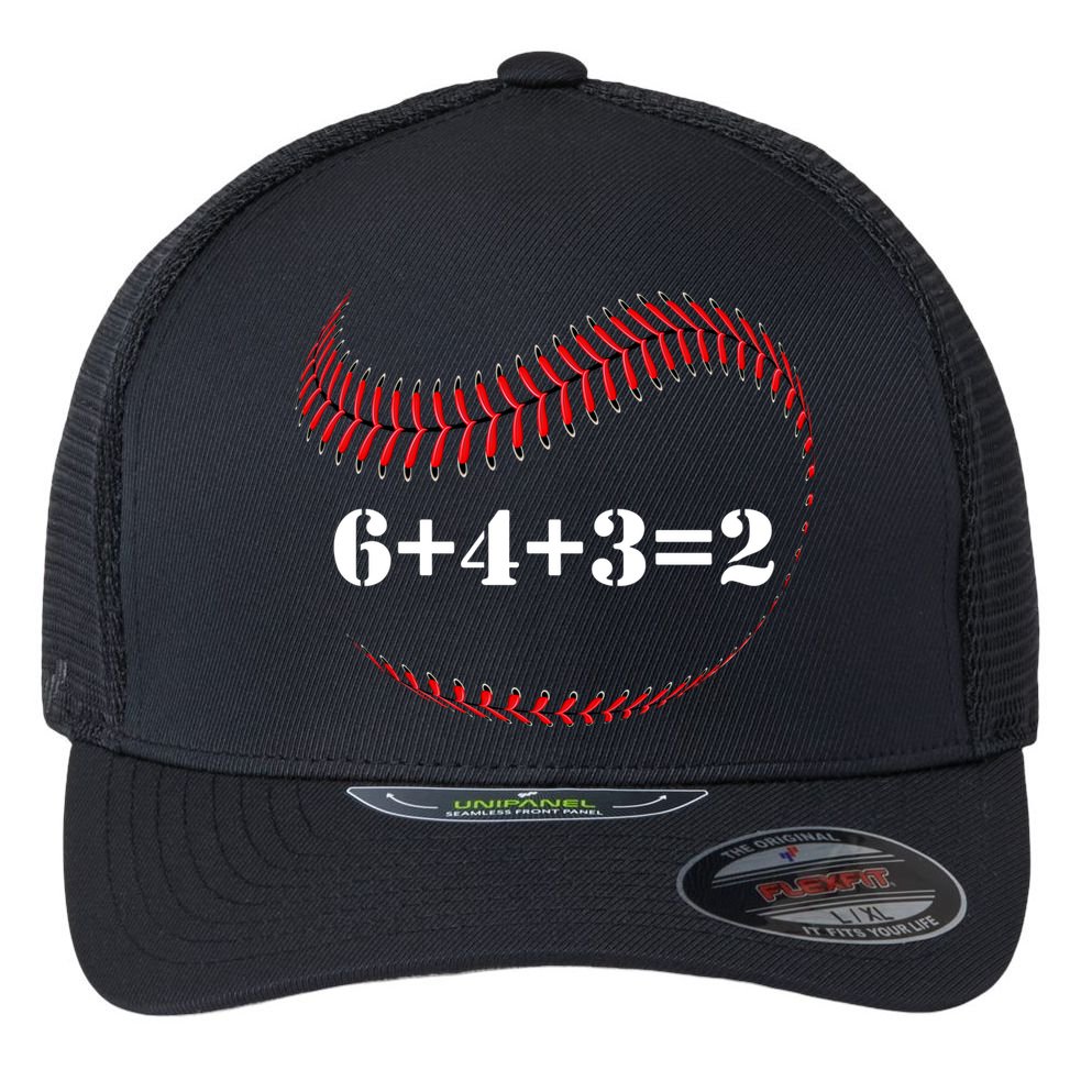 Funny Baseball Gift 6+4+3 2 Baseball Double Play Gift Flexfit Unipanel Trucker Cap