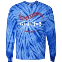 Funny Baseball Gift 6+4+3 2 Baseball Double Play Gift Tie-Dye Long Sleeve Shirt