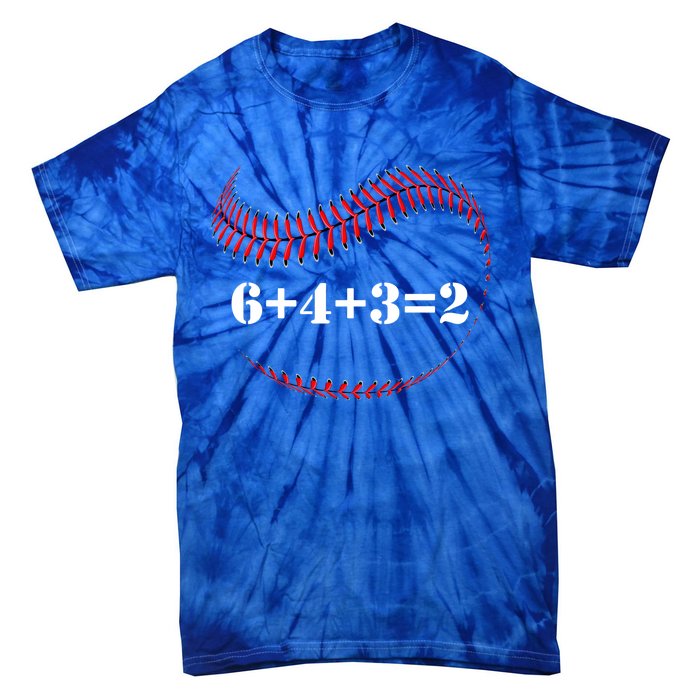 Funny Baseball Gift 6+4+3 2 Baseball Double Play Gift Tie-Dye T-Shirt