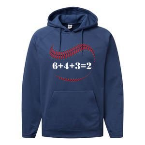 Funny Baseball Gift 6+4+3 2 Baseball Double Play Gift Performance Fleece Hoodie