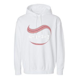 Funny Baseball Gift 6+4+3 2 Baseball Double Play Gift Garment-Dyed Fleece Hoodie