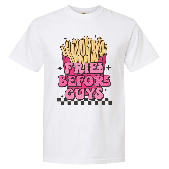 Fries Before Guys Potato Retro Valentine's Day Couple Lover Garment-Dyed Heavyweight T-Shirt