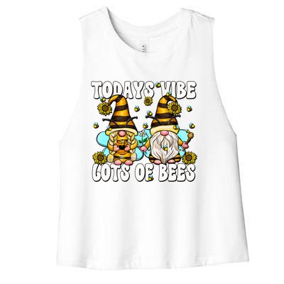 Funny Beekeeper Grandma And Grandpa For Summer Bee Gnome Gift Women's Racerback Cropped Tank