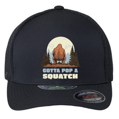 Funny Bigfoot Gotta Pop A Squatch Sasquatch Poop Joke Pun Flexfit Unipanel Trucker Cap