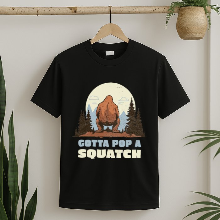 Funny Bigfoot Gotta Pop A Squatch Sasquatch Poop Joke Pun T-Shirt