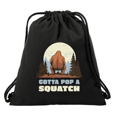 Funny Bigfoot Gotta Pop A Squatch Sasquatch Poop Joke Pun Drawstring Bag
