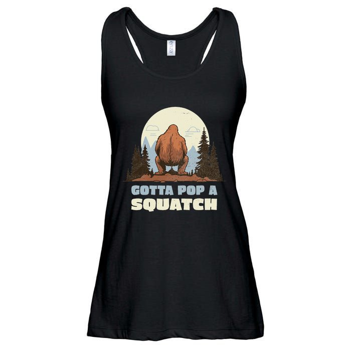 Funny Bigfoot Gotta Pop A Squatch Sasquatch Poop Joke Pun Ladies Essential Flowy Tank