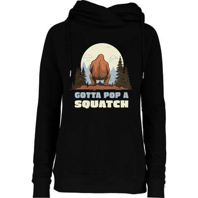 Funny Bigfoot Gotta Pop A Squatch Sasquatch Poop Joke Pun Womens Funnel Neck Pullover Hood