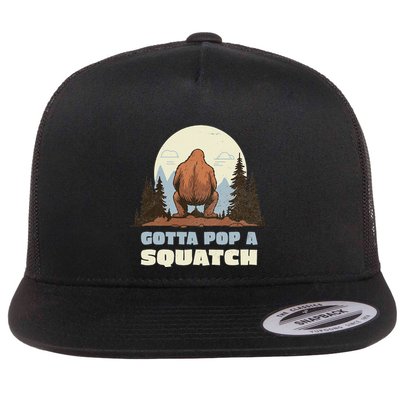 Funny Bigfoot Gotta Pop A Squatch Sasquatch Poop Joke Pun Flatbill Hat