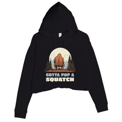 Funny Bigfoot Gotta Pop A Squatch Sasquatch Poop Joke Pun Crop Fleece Hoodie