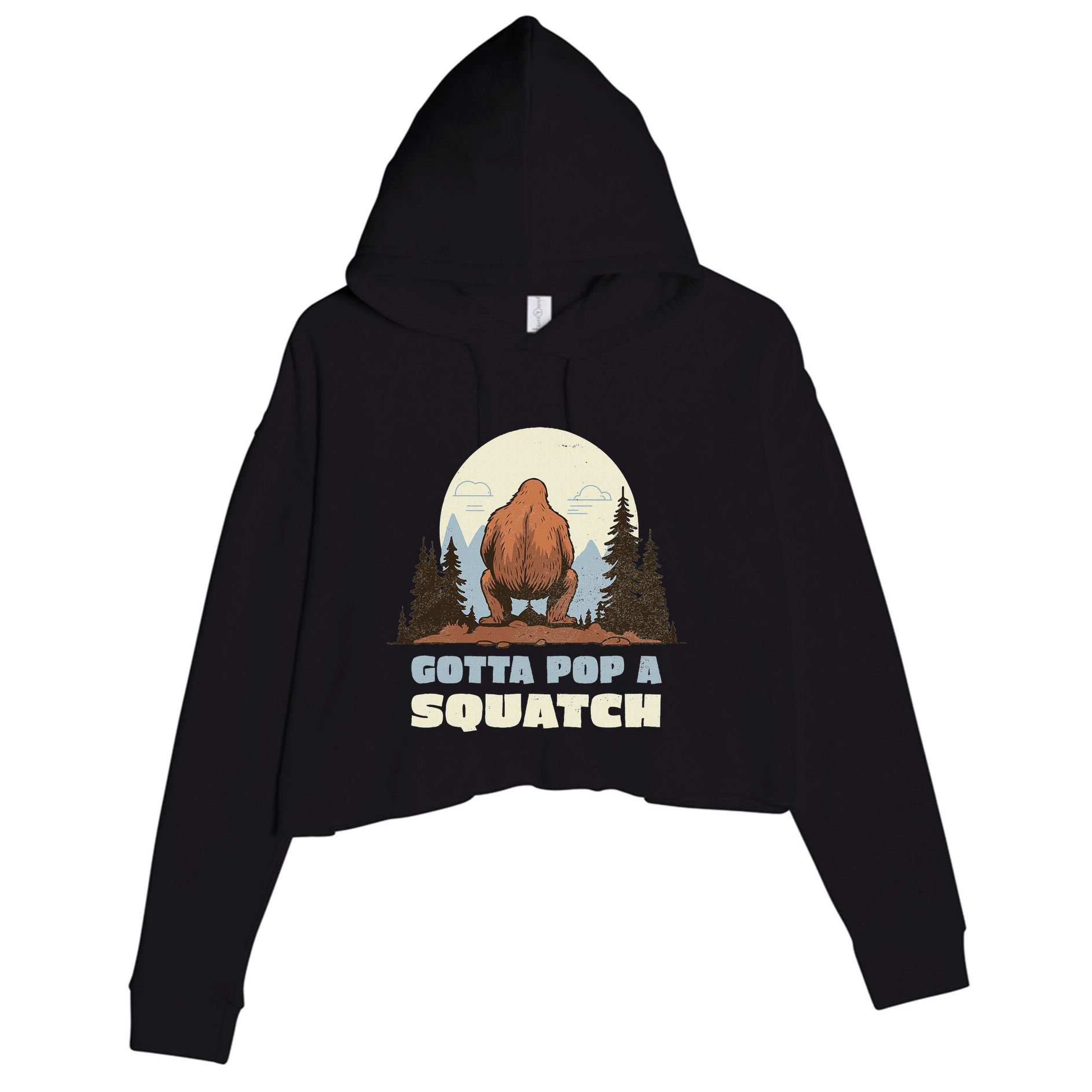 Funny Bigfoot Gotta Pop A Squatch Sasquatch Poop Joke Pun Crop Fleece Hoodie