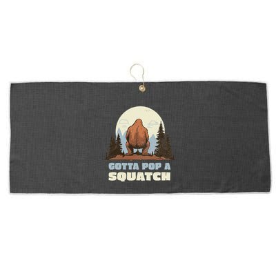 Funny Bigfoot Gotta Pop A Squatch Sasquatch Poop Joke Pun Large Microfiber Waffle Golf Towel