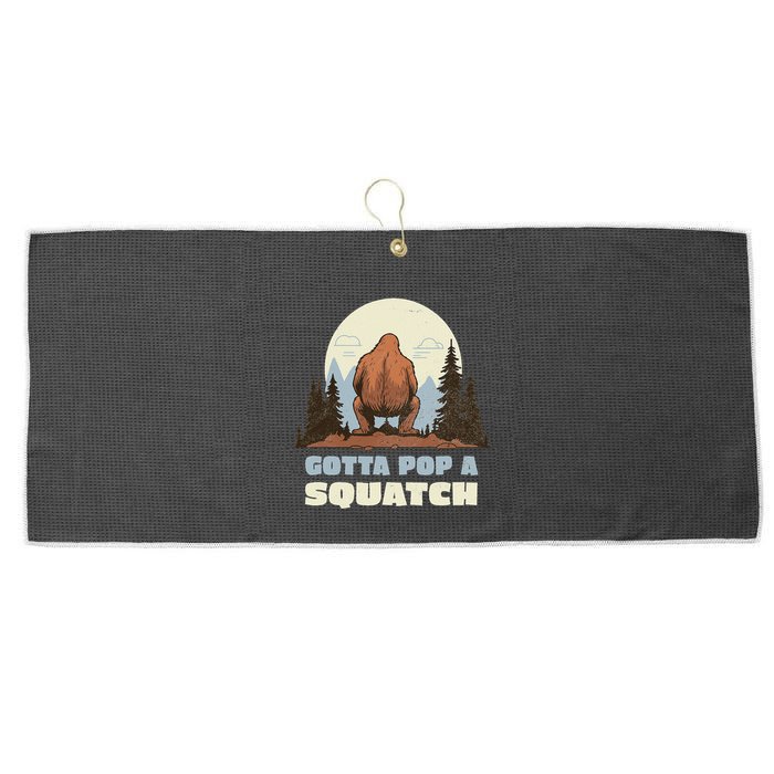 Funny Bigfoot Gotta Pop A Squatch Sasquatch Poop Joke Pun Large Microfiber Waffle Golf Towel