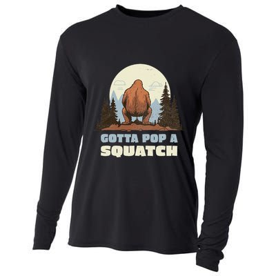Funny Bigfoot Gotta Pop A Squatch Sasquatch Poop Joke Pun Cooling Performance Long Sleeve Crew