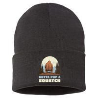 Funny Bigfoot Gotta Pop A Squatch Sasquatch Poop Joke Pun Sustainable Knit Beanie