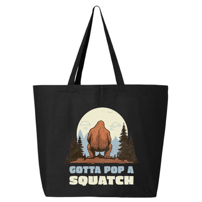 Funny Bigfoot Gotta Pop A Squatch Sasquatch Poop Joke Pun 25L Jumbo Tote