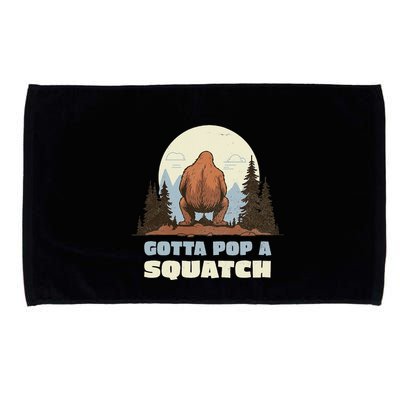 Funny Bigfoot Gotta Pop A Squatch Sasquatch Poop Joke Pun Microfiber Hand Towel