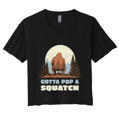 Funny Bigfoot Gotta Pop A Squatch Sasquatch Poop Joke Pun Crop Top