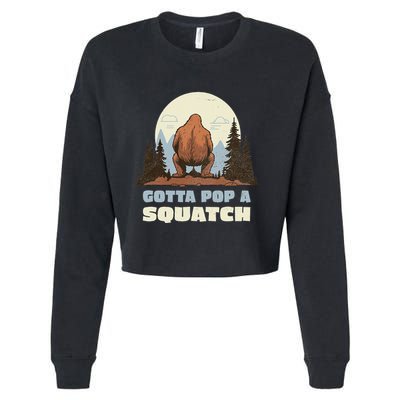 Funny Bigfoot Gotta Pop A Squatch Sasquatch Poop Joke Pun Cropped Pullover Crew