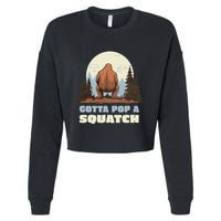 Funny Bigfoot Gotta Pop A Squatch Sasquatch Poop Joke Pun Cropped Pullover Crew