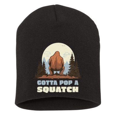 Funny Bigfoot Gotta Pop A Squatch Sasquatch Poop Joke Pun Short Acrylic Beanie