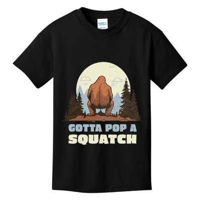 Funny Bigfoot Gotta Pop A Squatch Sasquatch Poop Joke Pun Kids T-Shirt
