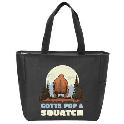 Funny Bigfoot Gotta Pop A Squatch Sasquatch Poop Joke Pun Zip Tote Bag