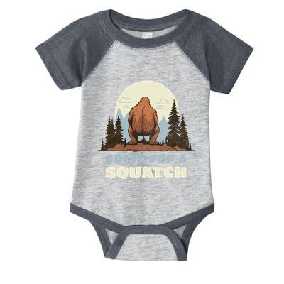 Funny Bigfoot Gotta Pop A Squatch Sasquatch Poop Joke Pun Infant Baby Jersey Bodysuit