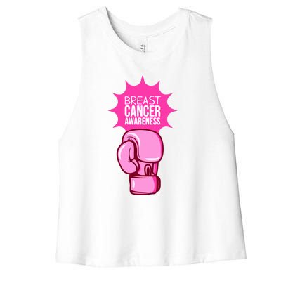 Funny Boxing Glove Breast Cancer Awareness Gift Women's Racerback Cropped Tank