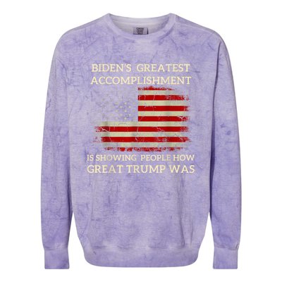 Funny BidenS Greatest Accomplishment Is Showing Trump 2024 Colorblast Crewneck Sweatshirt