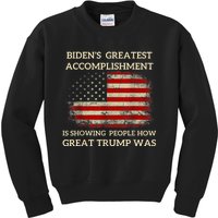 Funny BidenS Greatest Accomplishment Is Showing Trump 2024 Kids Sweatshirt