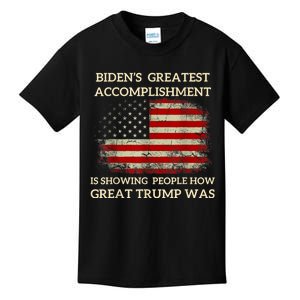 Funny BidenS Greatest Accomplishment Is Showing Trump 2024 Kids T-Shirt