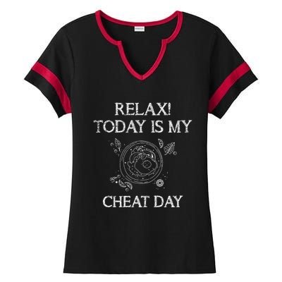 Funny Bodybuilder Gift Fast Food Carbs Cheat Day Gift Ladies Halftime Notch Neck Tee