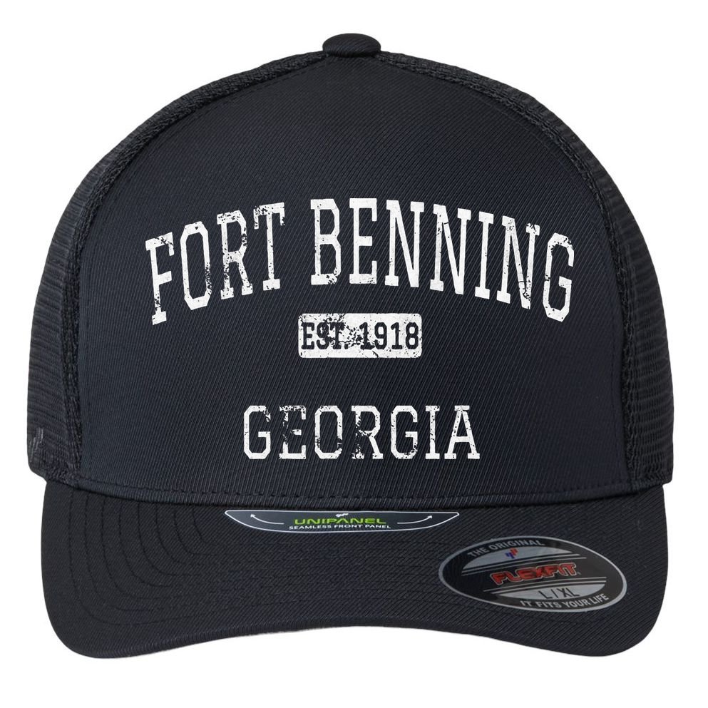 Fort Benning Georgia Ga Vintage Flexfit Unipanel Trucker Cap