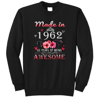 Funny Birthday Gifts Made In 1962 Floral 60th Birthday Sweatshirt