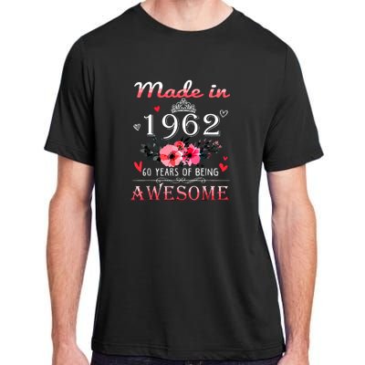 Funny Birthday Gifts Made In 1962 Floral 60th Birthday Adult ChromaSoft Performance T-Shirt