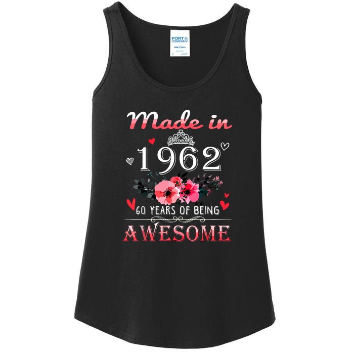 Funny Birthday Gifts Made In 1962 Floral 60th Birthday Ladies Essential Tank